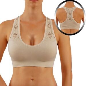Sports Bra High Impact Racerback Padded Push Up Laser Cut Detail